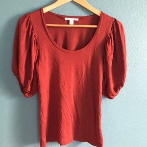 Burnt orange puff sleeve top